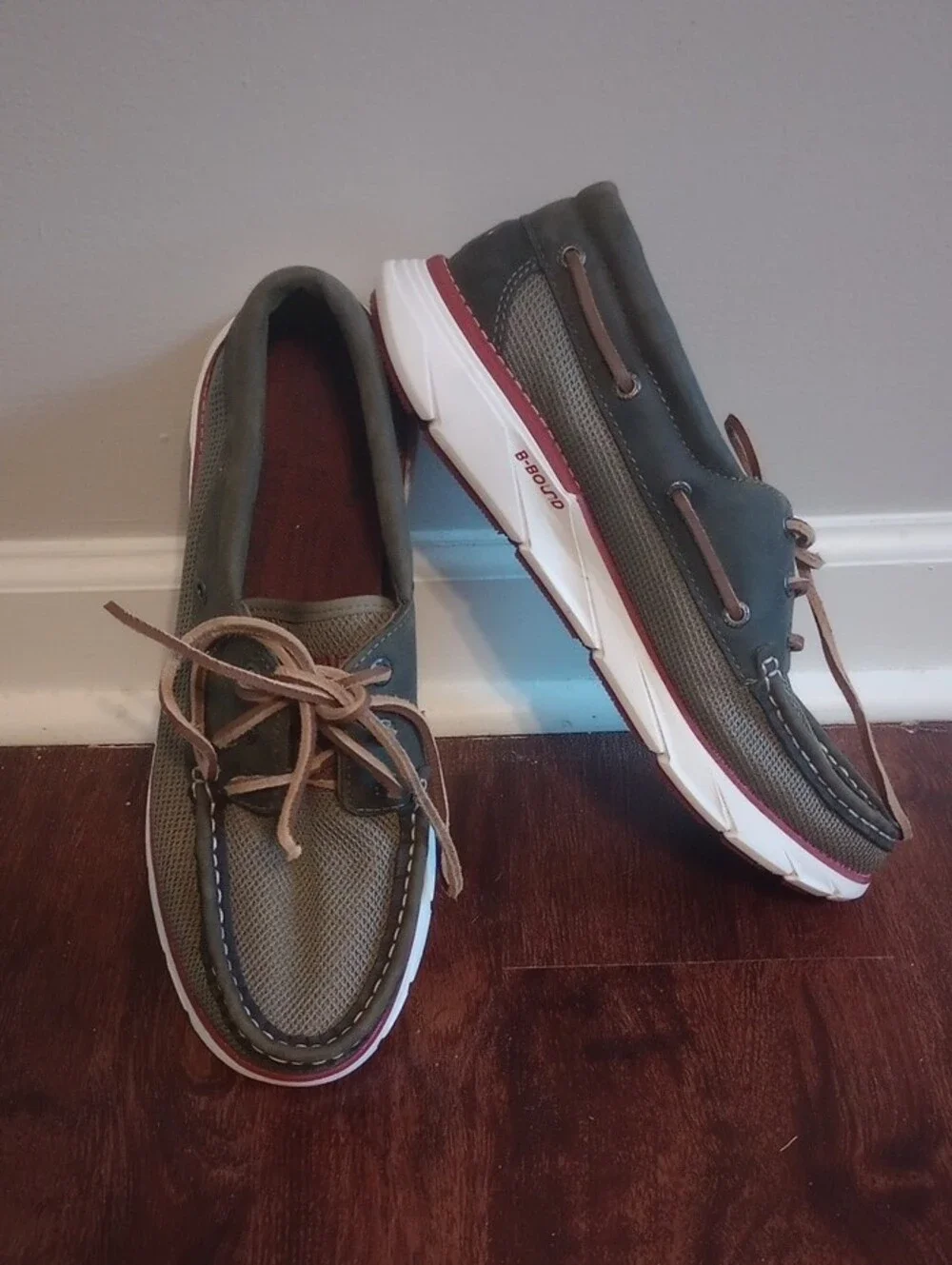 L.L. Bean Men's Olive Green and Brown Boat Shoes
